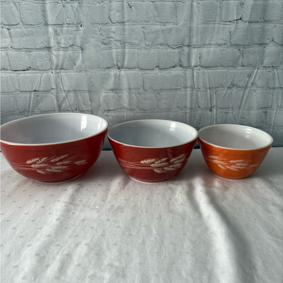Pyrex Other - Vintage Pyrex Wheat Nesting Bowls 401, 402 & 403 Set with of 3 Harvest Pattern